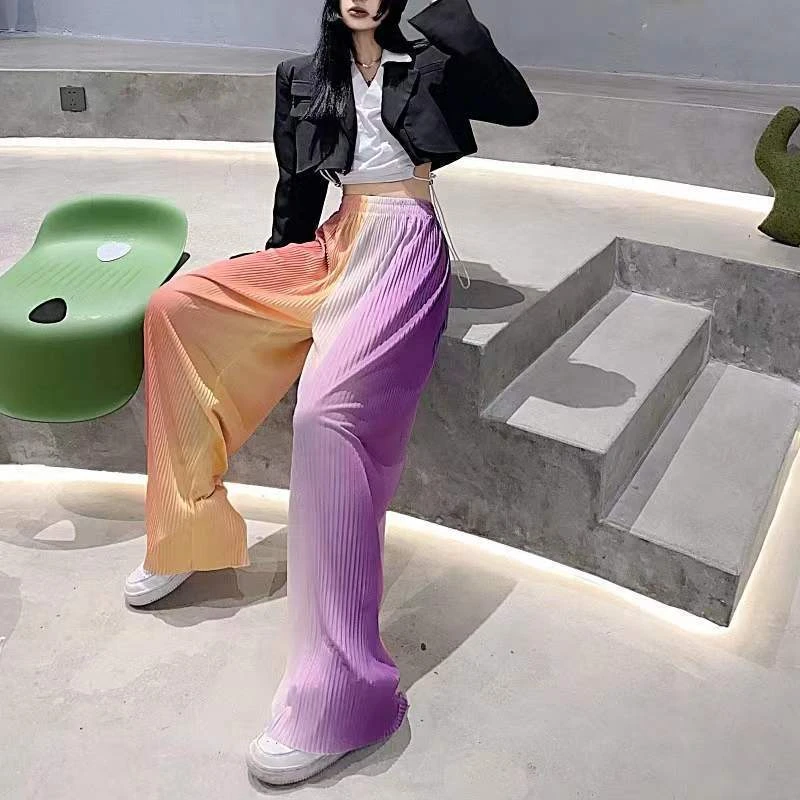 Gradient Straight Pants Joggers For Women Sweatpants 2022 Spring Thin Breathable Beam Feet Harem Pants Waist Trousers Streetwear corduroy pants