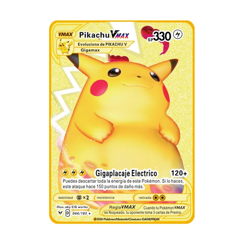 Pokemon Gold Card Metal Card Game Anime Battle Pokemon Gold Spanish Kaarten Charizard Pikachu Game Collection Cards Gift Kids