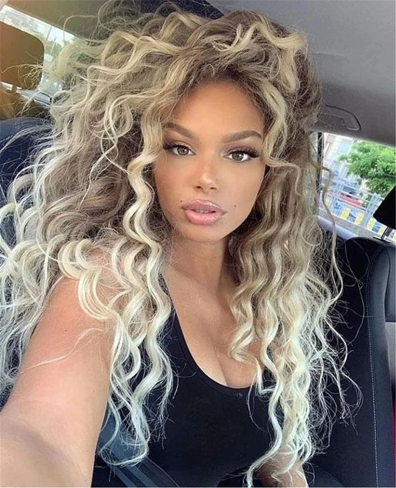 American Woman Curly Wig Fluffy Long Synthetic Wavy Hair Blonde Ombre Hair  Curly Wavy Wigs Charming Party Wigs For Women Perucas - Synthetic Wigs(for  White) - AliExpress