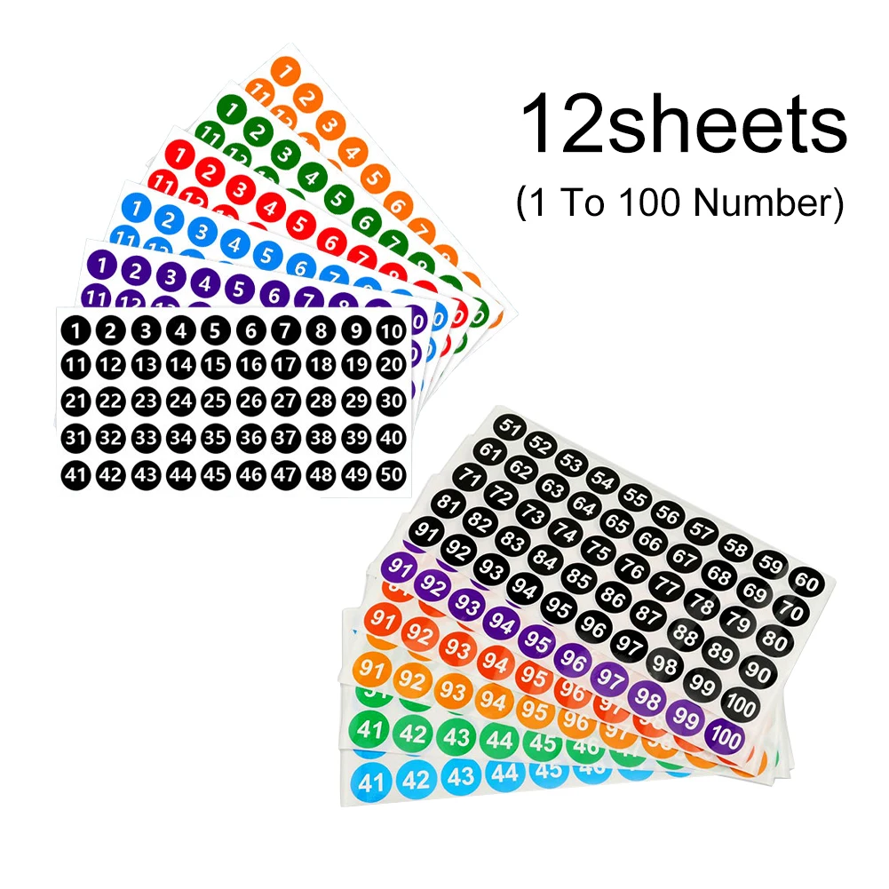 Consecutive Number Stickers 1 - 100 | Small 1/2 inch Round