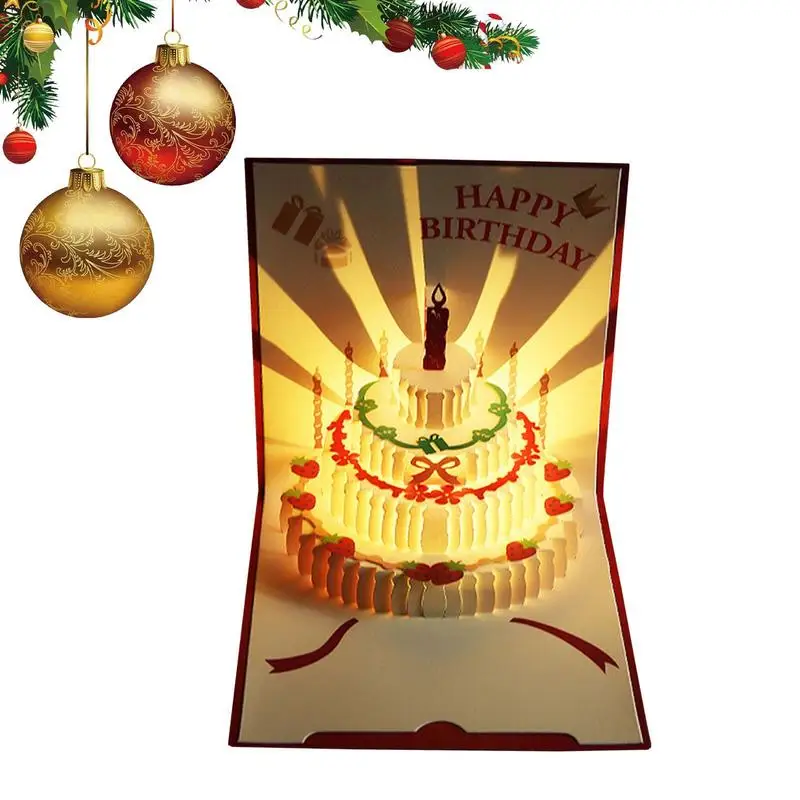 

Happy Birthday Card Music Light Greeting Card With Pop Up Birthday Cake Colorful Birthday Music Cards Gift For Family