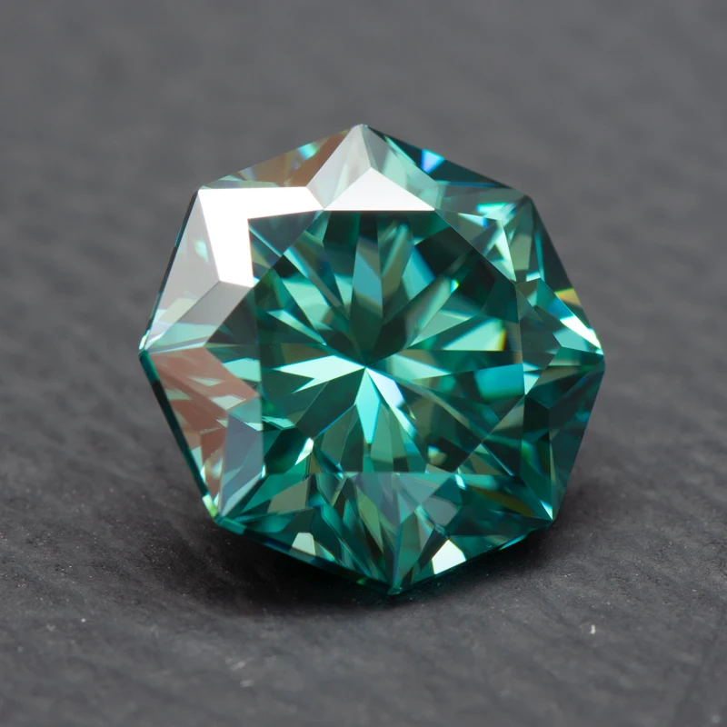 Moissanite Stones Octagon 8 Arrows Shape Emerald Green Primary Colours Lab Grown Gemstones  Jewelry Making GRA Certificate