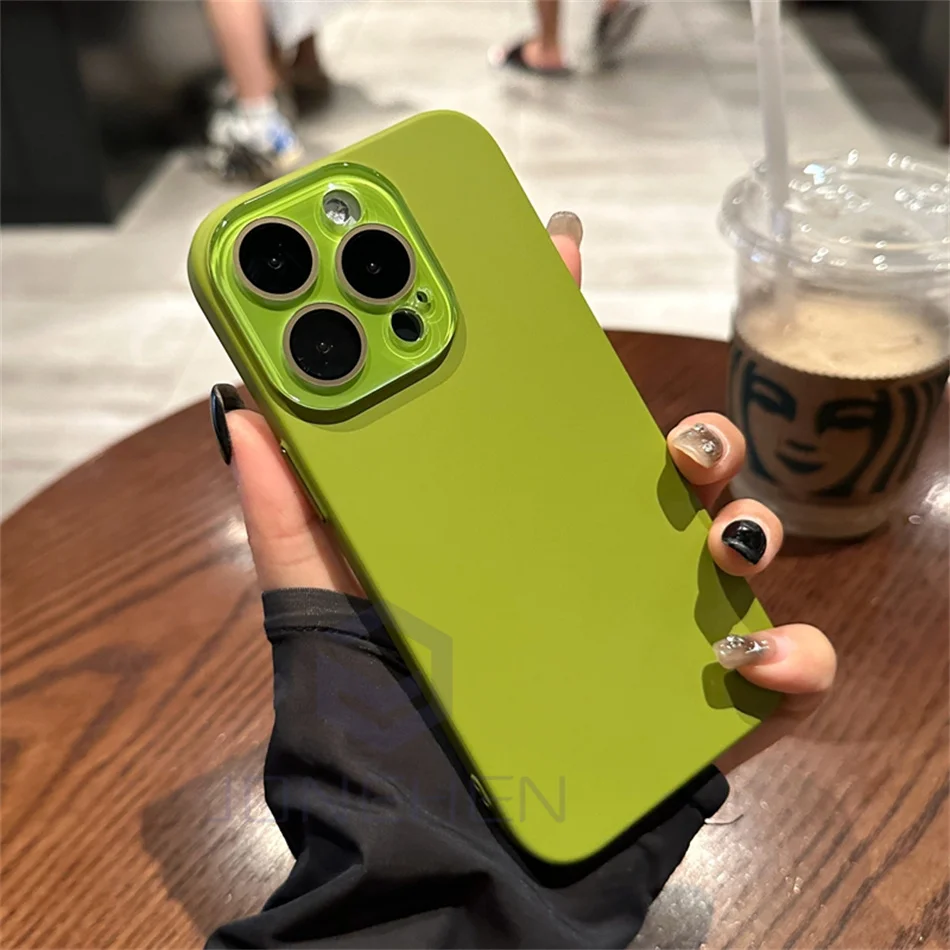 Luxury Crystal Lens Glass Protection Slim Matte Shockproof Case - Solid Color, Hard PC Cover