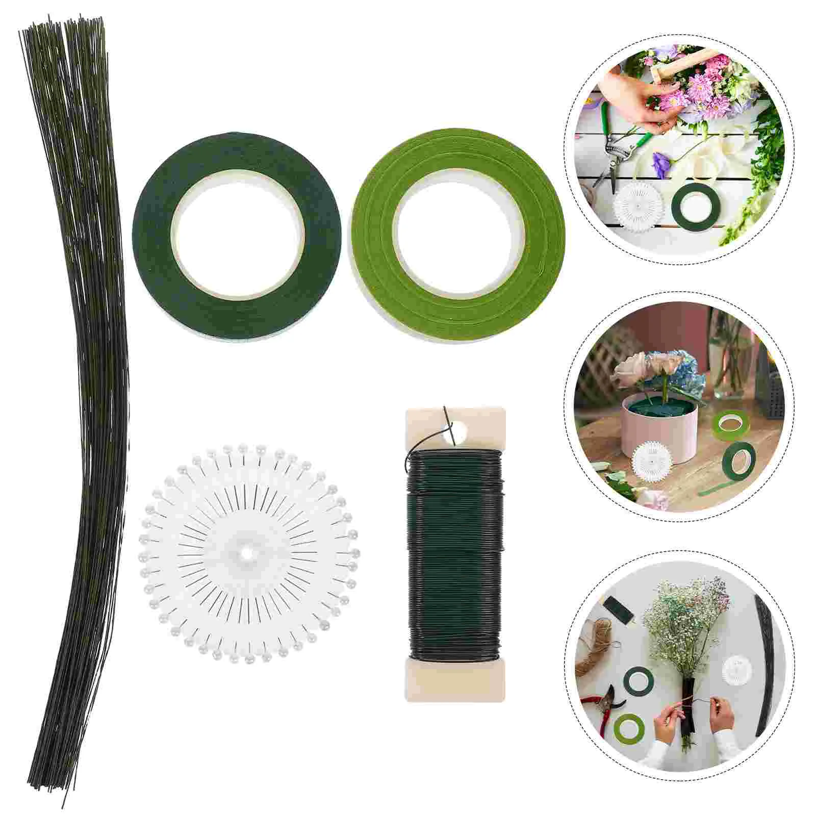 

1 Set of Flower Making Stem Wires Artificial Flower Stem Flower Paper Tape Floral Arrangement Kit