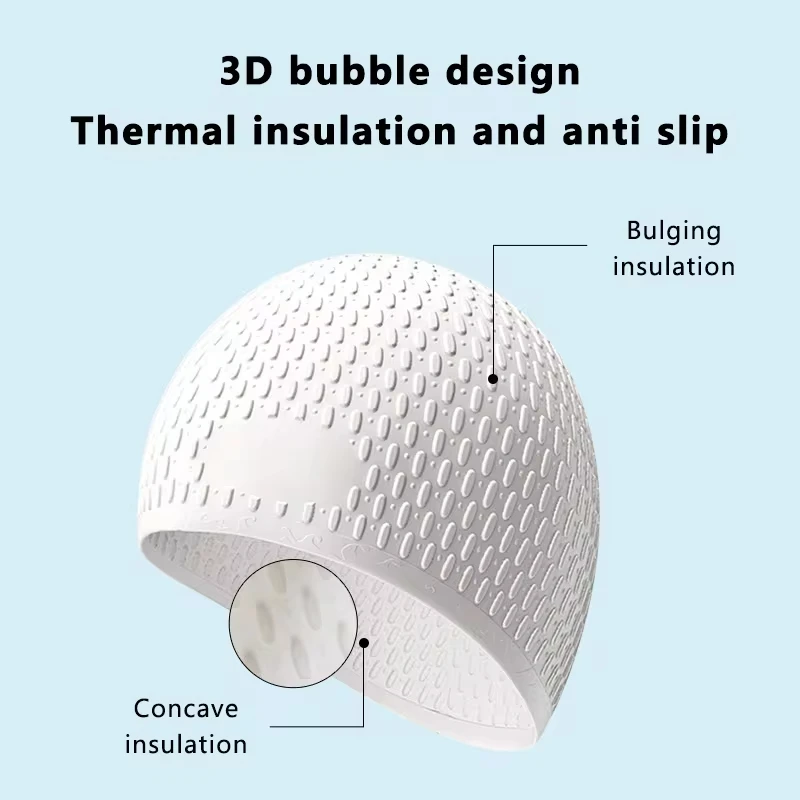 Unisex Silicone Swimming Cap Large Bathing Caps for Long Hair Professional Waterproof Ear Protection Provides High Elasticity 4