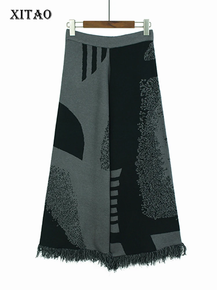 

XITAO Casual Patchwork Tassel Knitting Wide Leg Pants Personality Fashion Irregular Women Autumn Ankle Length Pants LYD1300