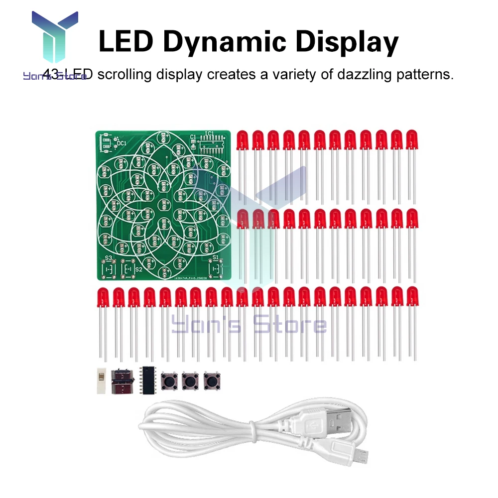 รูปสินค้า ชุดทดลองอิเล็กทรอนิกส์ DIY ไฟ LED 43 ดวง