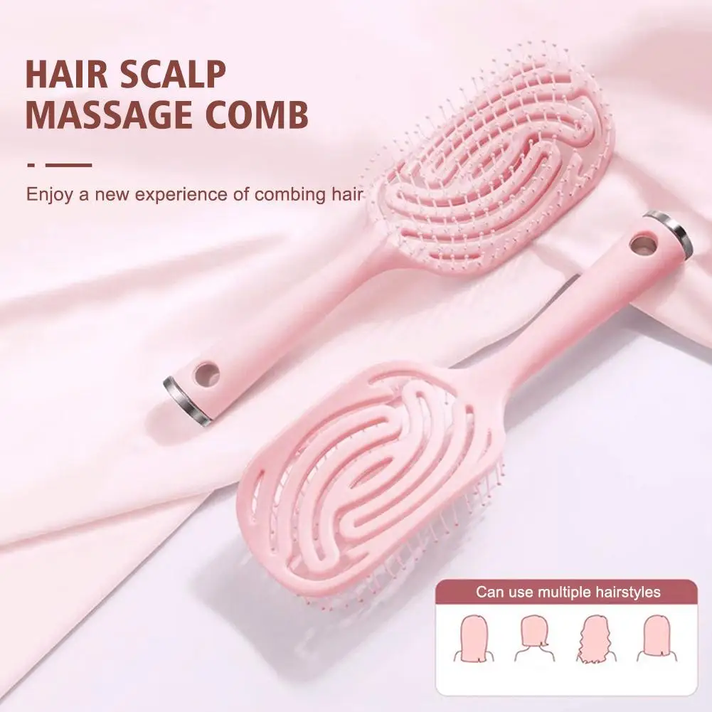 

Fashion Hollow Hair Scalp Massage Comb Solid Color Styling Anti-static Hairbrush Hair Curly Nylon Salon Wet Tools Dry S1Q8