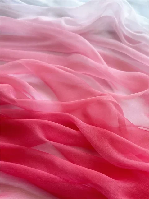 30D Crepe Gradient Chiffon Fabric Thin Light By The Meter for Hanfu Scene Layout Dress DIY Sewing Transparent Cloth Blue Purple 2
