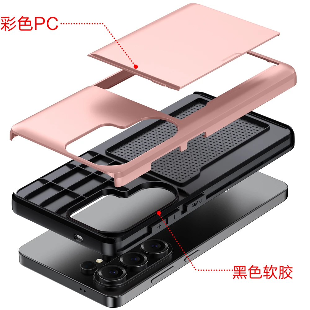 Ultimate Wallet Cover Card Holder Slot Shockproof Phone Case with Slider Card Feature