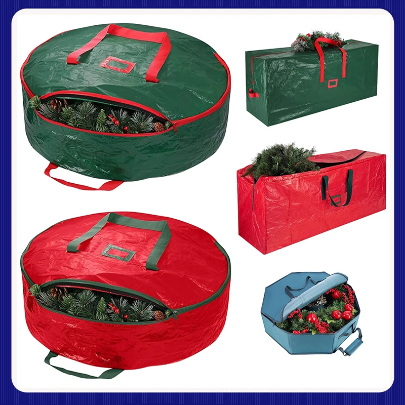 Deluxe Foldable Christmas Tree Storage Bag Wreath Storage Bags Organizer For Storing Christmas Tree Decor Accessories Organizers