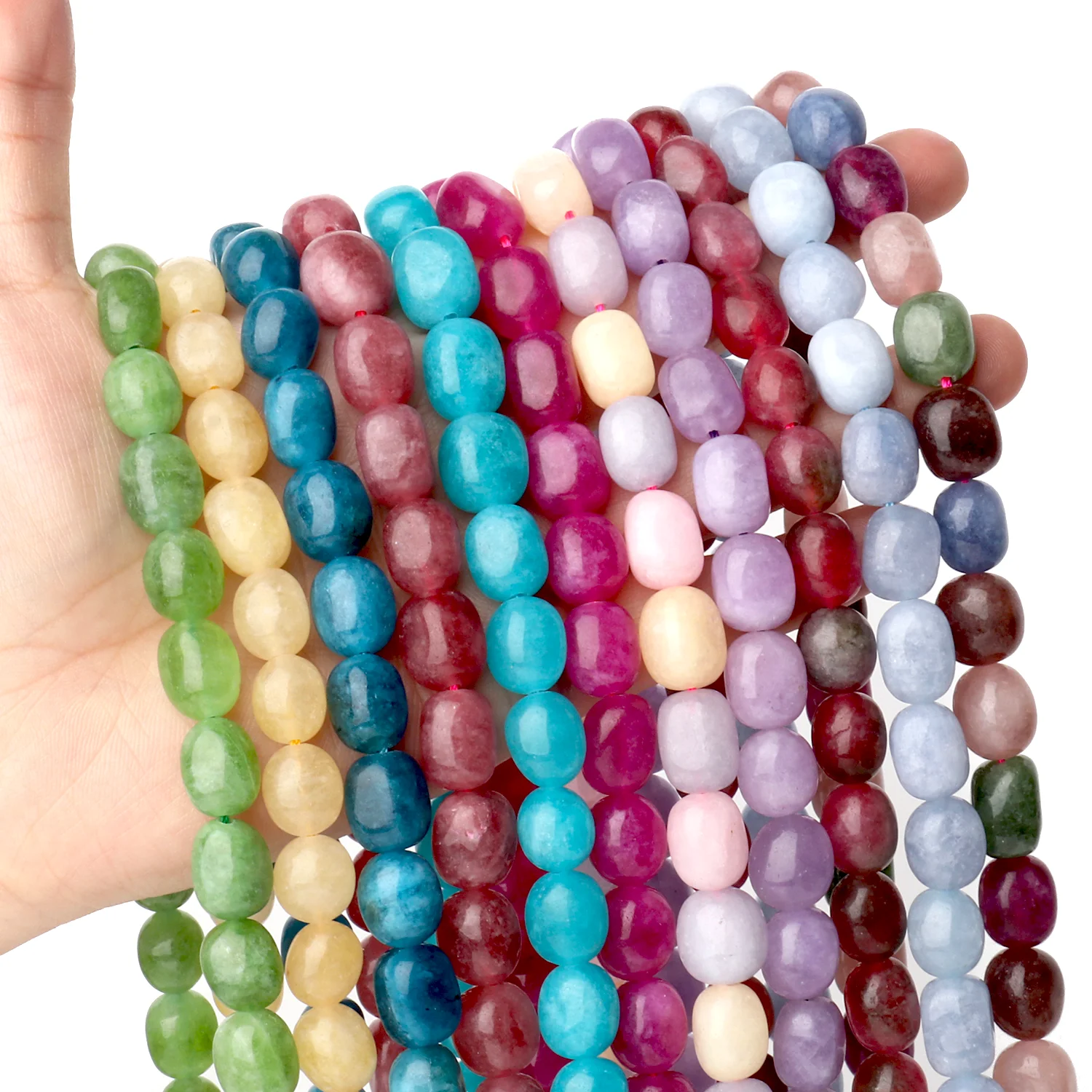 9x11mm Natürliche Unregelmäßige Oval Morganite Jade Stein Citrines Quarz Achate Perlen Für Schmuck Machen DIY Armband Spacer perlen – Detail 3