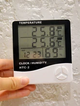  Digital Thermo Hygrometer Temperature Sensor Humidity Meter Dual Probe Electronic Thermometer Gauge Room Weather Station Clock 