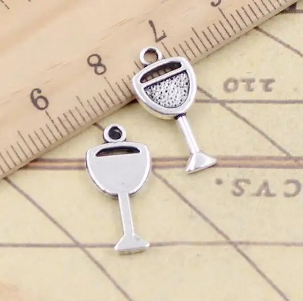 

40pcs 20x9mm Charms Wine Glass Tibetan Silver Pendants EF3606