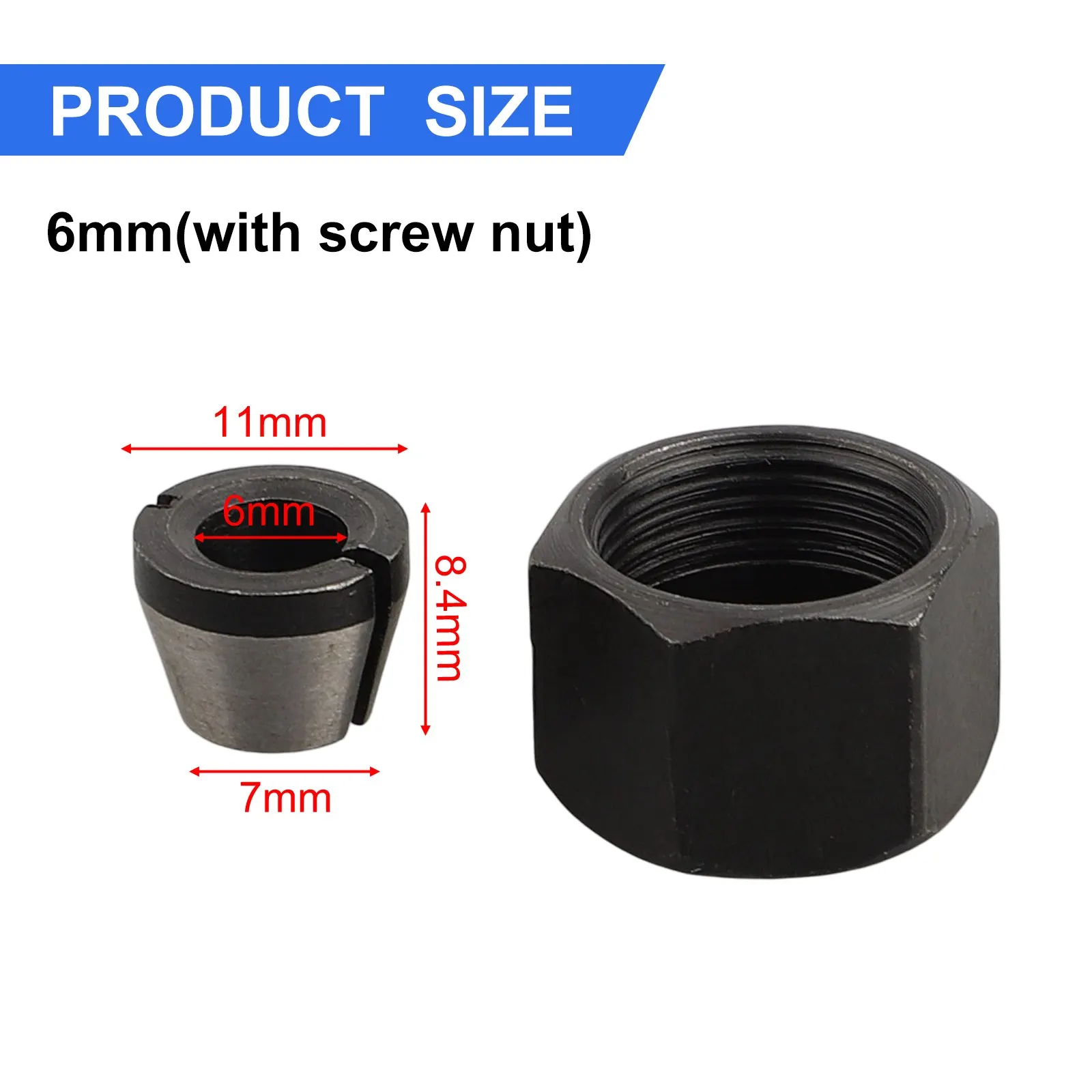

1Pcs 6mm/6.35mm/8mm Collet Chuck Adapter With Nut Trimming Machine Chuck Replacement Accessories For Engraving Trimming Machine