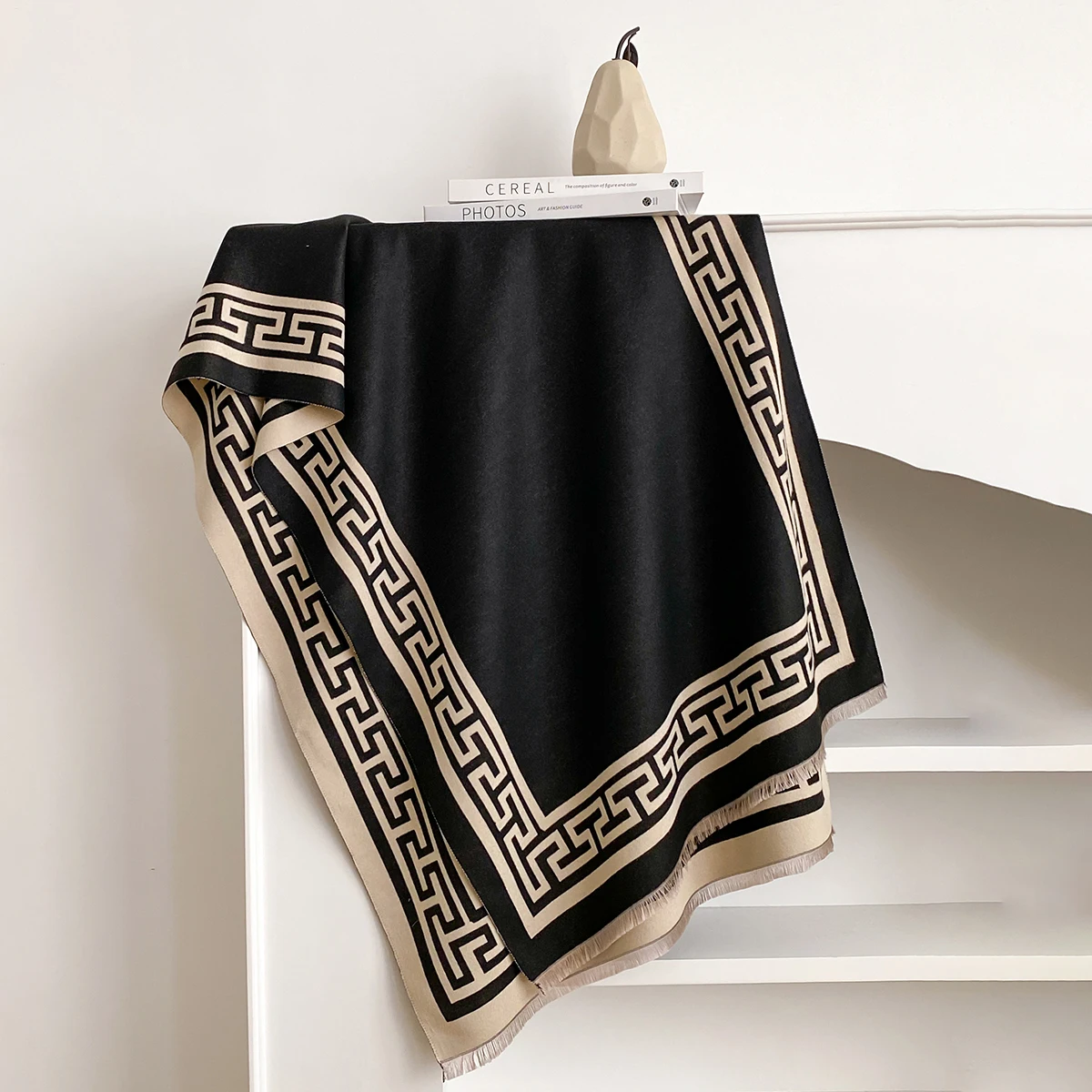 New Brand Elegance Two-Sided Print Scarf Soft Warm Fringe Pashmina Shawl Autumn and Winter Outdoor Coldproof Windproof Blanket