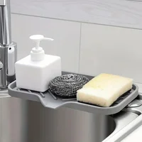 Silicone Faucet Mat Kitchen Sink Tray Soap Dispenser Sponge Drain Pad Sink SplashDrying Mat Countertop Storage Tray SoapTray 2