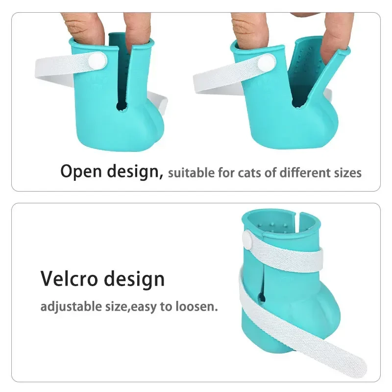 Cubierta de pies para baño de gatos, Juego de 4 piezas, multifuncional, de silicona, antiarañazos, zapatos mágicos de baño 4