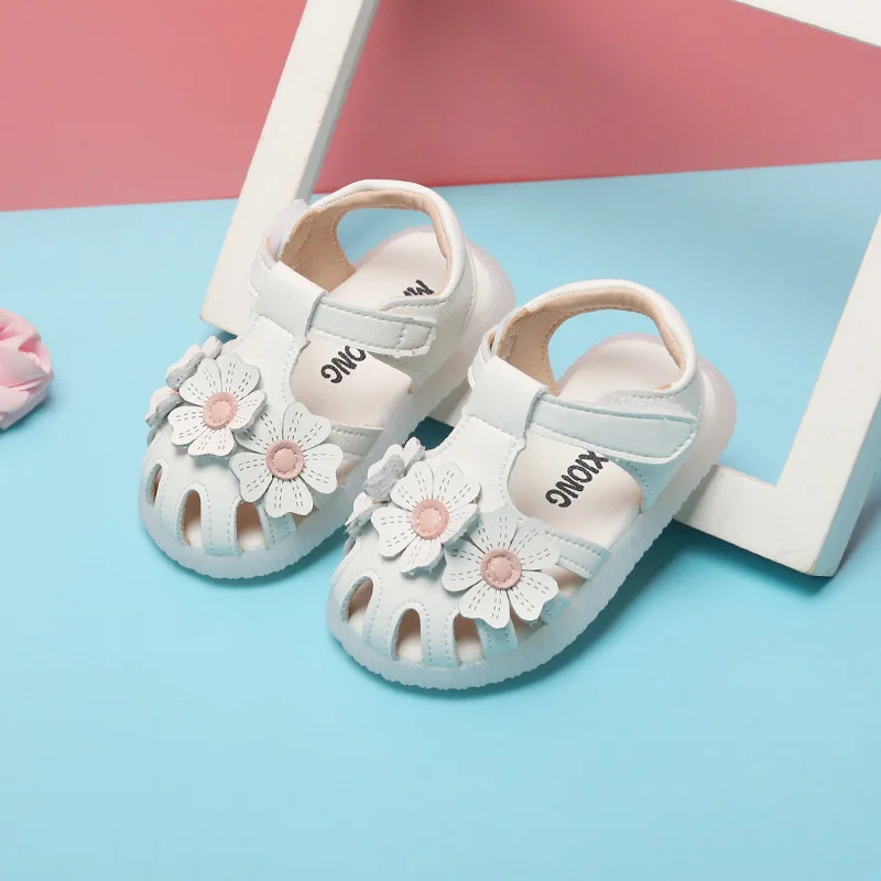 

2022 New Summer Girls' Princess Shoes 1-2 Years Old Pink Fashion Sandals 0 Children's Soft Soled Toddler Baby Anti Slip