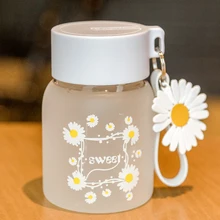  Small Daisy Glass Frosted In Summer Creative Lovely Water Cup Women's Summer Mini Cup Cute Water Bottle Glass Bottle Kawaii Cup 