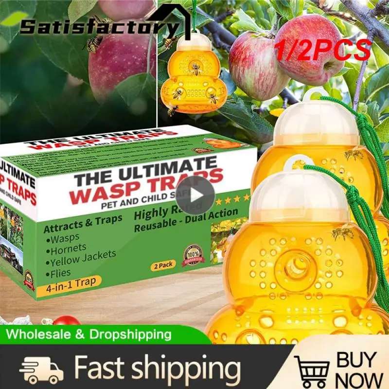 

1/2PCS Beehive Wasp Trap Gourd Shaped Reusable Portable Wasps Bees Hornet Trapper Non-toxic Pest Control Product for Garden Yard