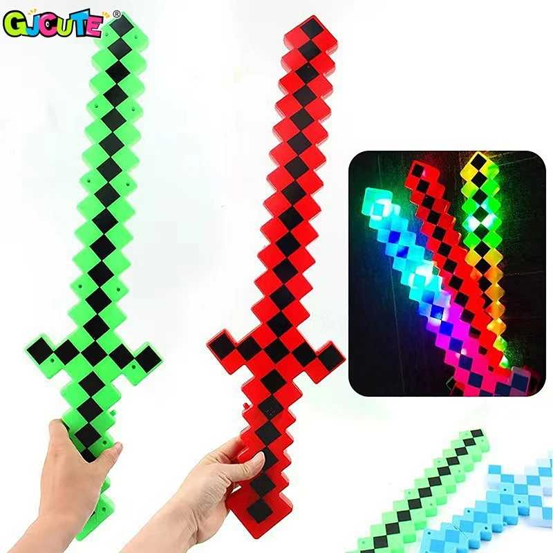 

Cartoon Cute Large Flash Sword LED Luminous Mosaic Toy Sword Light Up Toys Sword For Kids Party Night Club Supply