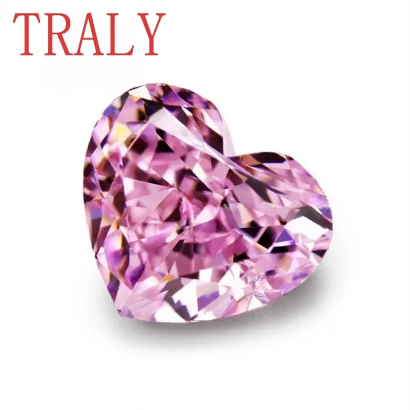 

Crushed Ice Cutting High Carbon Gem 3EX Heart Shape Simulation Diamond Beads Light Pink Color 6*6mm-12*12mm Loose Stone Jewelry