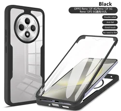 360 Clear Screen Full Protection Shockproof Phone Case with Camera Guard for Reno12 F 4G (QC360-Black)