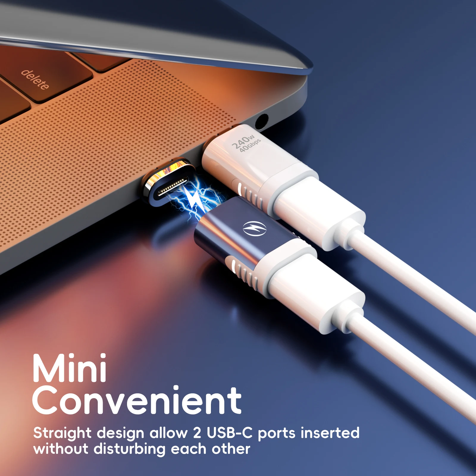 240W USB-C Magnetic Fast Charge Adapter – Male to Female Data Transfer Converter