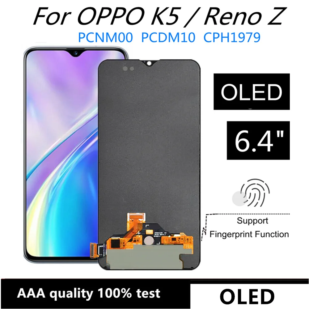 

6.4" OLED For Reno Z PCDM10 CPH1979 LCD Display Touch Screen Assembly Replacement For OPPO K5 PCNM00 LCD Display