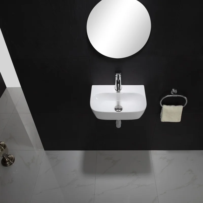 Small Apartment Bathroom Ceramic Washbasin Cabinet Combination Wall-mounted Washbasin Simple Wall-hung Basin Bathroom Washbasin