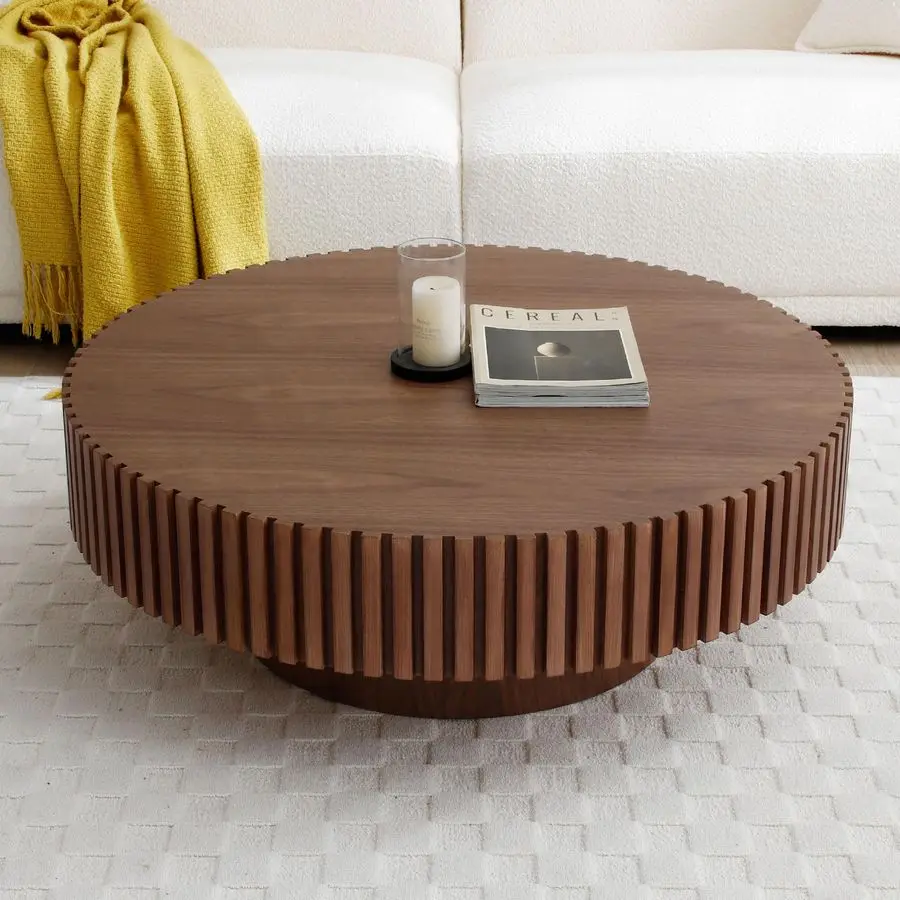 Walnut Round Fluted Coffee Table 3