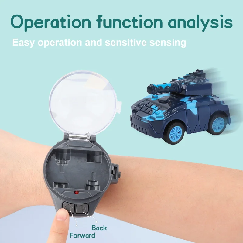 2.4G Watch Small RC Tank Car Toys For Boys Carro Controle Remote Cartoon Dinosaur Charging Mini RC Car Vehicle For Children Gift 5