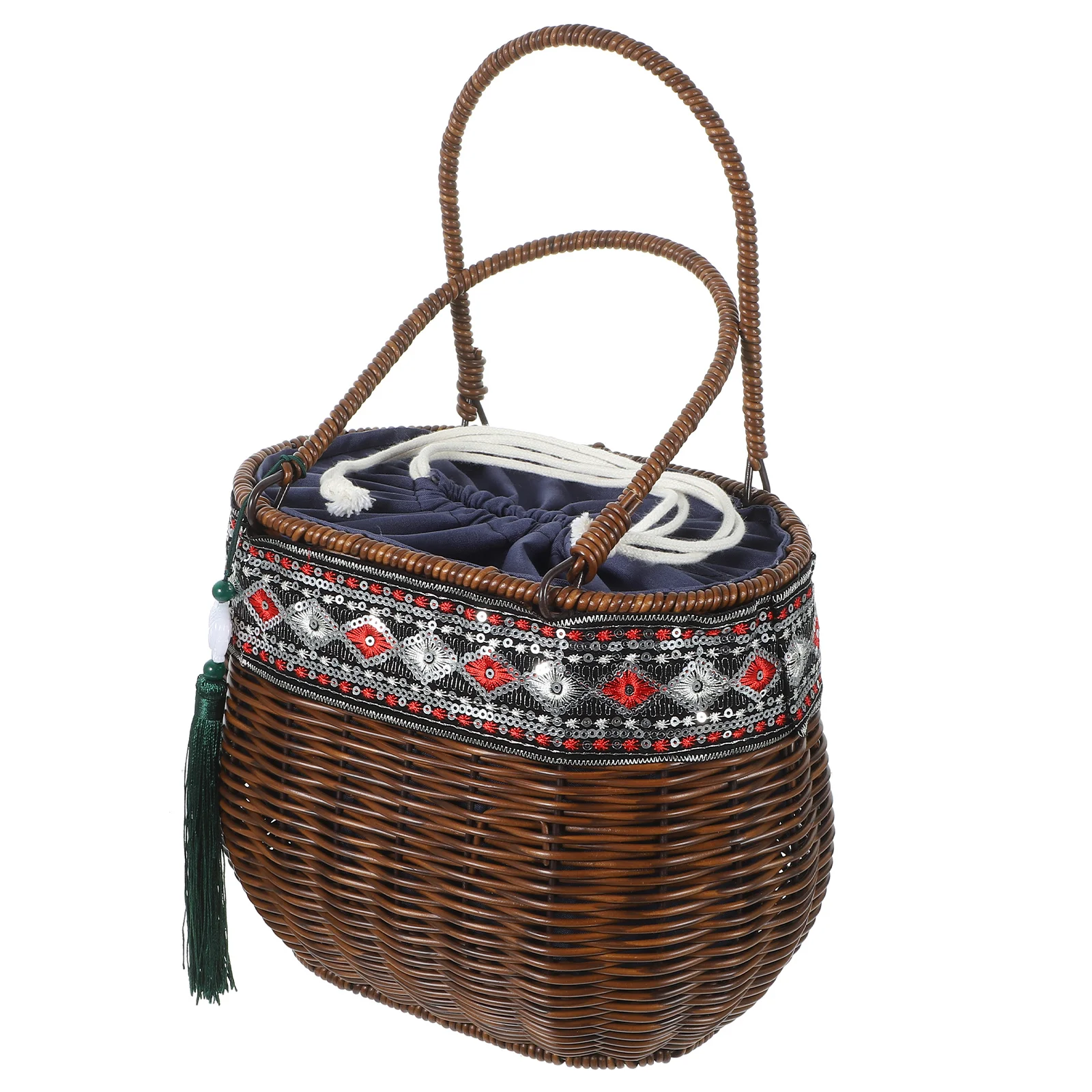 

Multipurpose Woven Basket with Handle Storage Basket for Picnic Decoration Gift