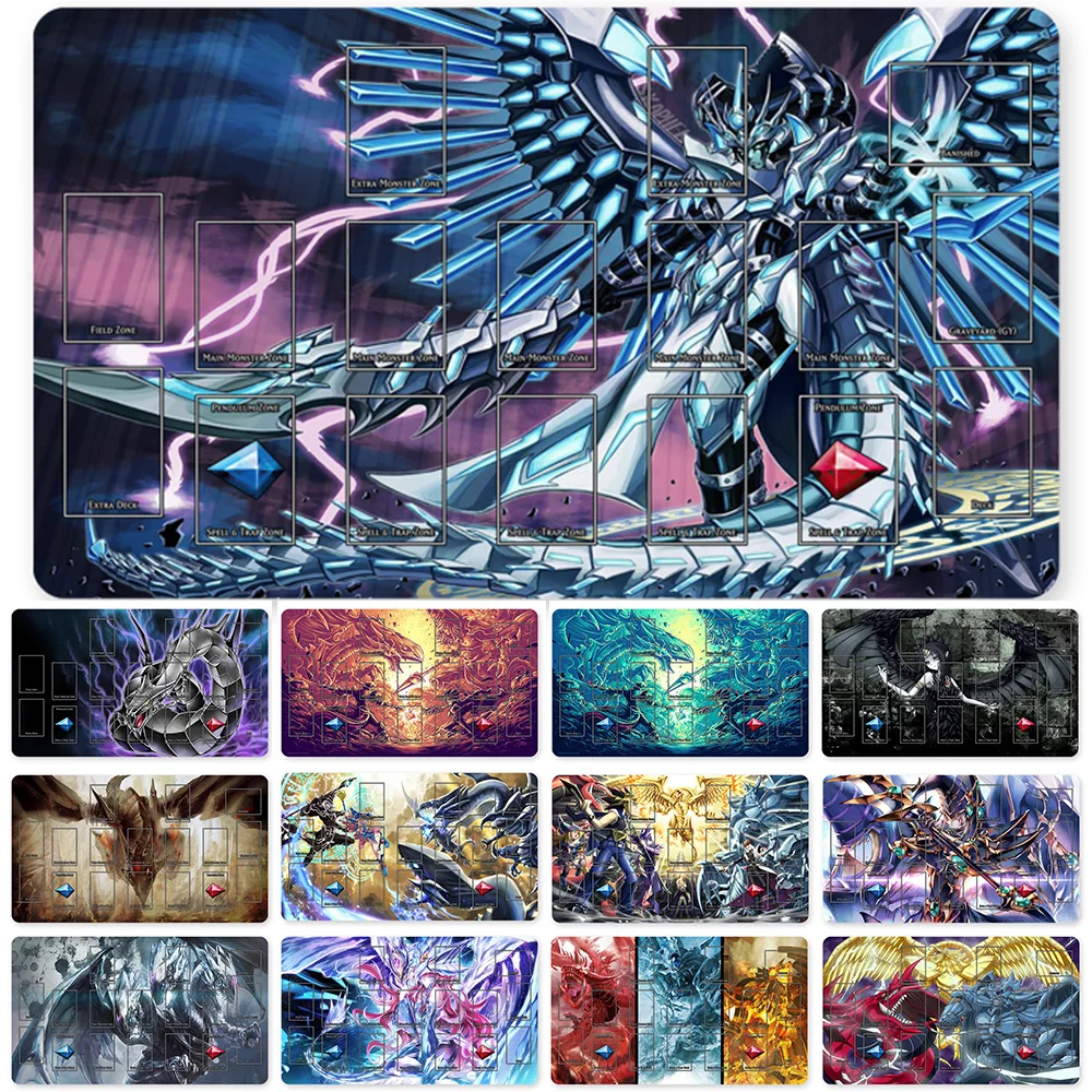 

HOT OCG Playmat Blue-eyes Ultimate Dragon Dark Magician Duel Monsters Playmats Compatible for YuGiOh TCG + Free Bag - ygo (28)