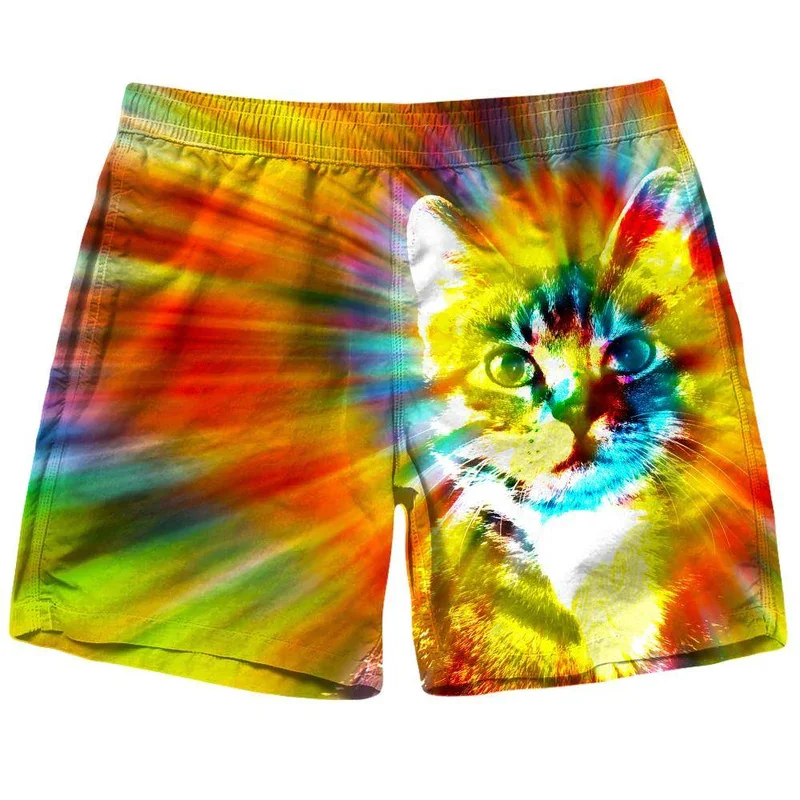 New Men Tiger Cat Beach Shorts 3D Printed Starry Sky Short Pants Fashion Street Oversize Breathable Sports Gym Women Shorts 2