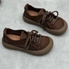 Retro Style Handmade Shoes All Leather Flat Bottomed Women's Shoes Loafers Cowhide Shoes  Mother's  Elderly Shoes 5