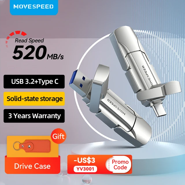 MOVESPEED USB 3.2 솔리드 스테이트 펜 드라이브: 속도와 용량의 궁극적 조화