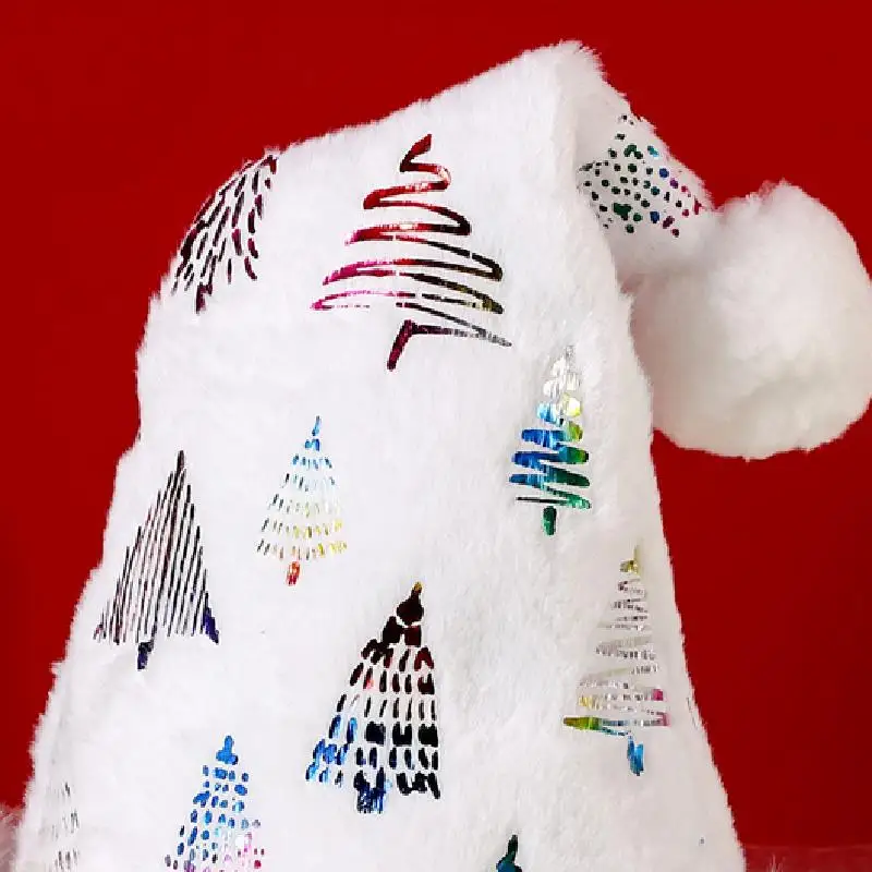 White Soft Plush Christmas Hat Party Snowflake Santa Hats White Xmas Decoration Hat New Year Decoration Holiday Party Supplies