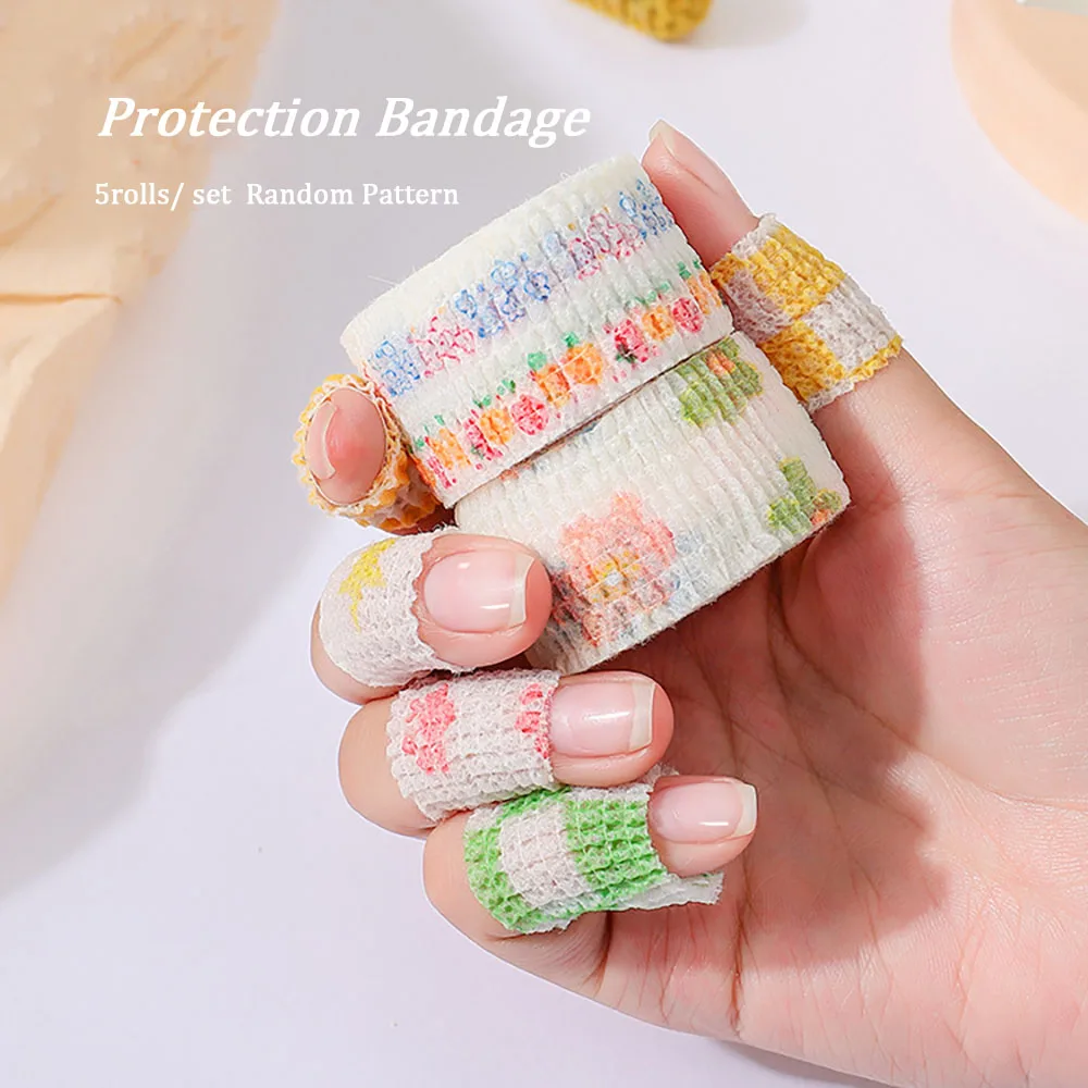 

30Rolls/Kit Nail Art Finger Protection Bandage Elastic Breathable Self Adhesive Rubbing Strip Grinding Nail ReNail Tool