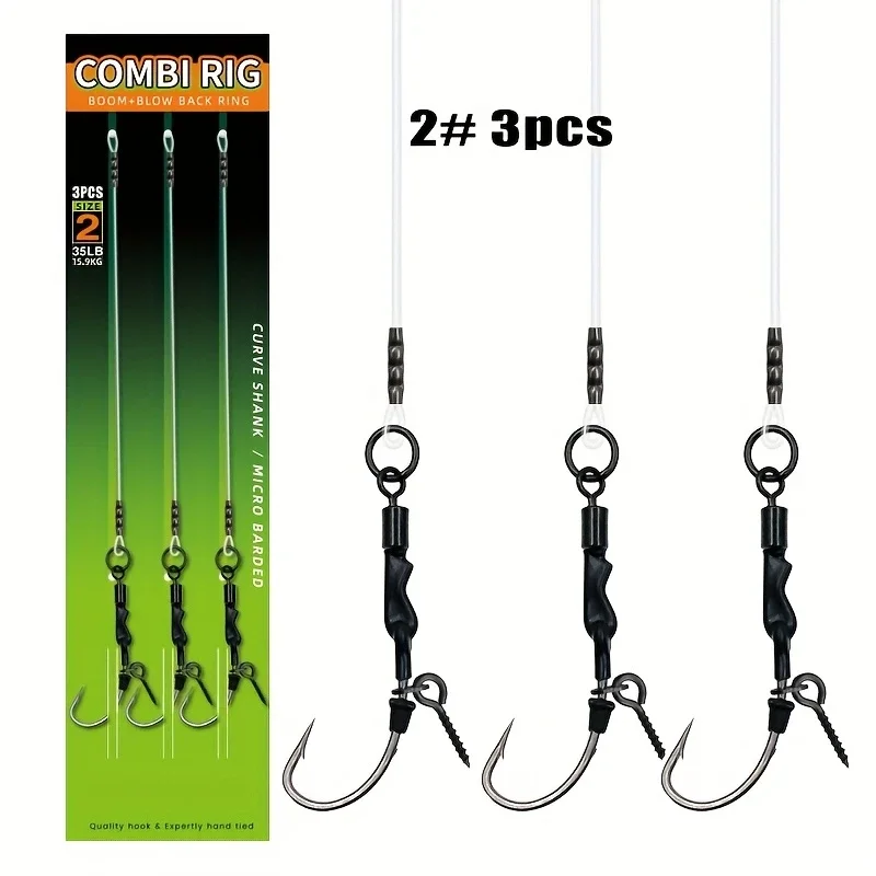 Hameçon, ligne 100% fluorocarbone avec émerillon coulissant, montage combiné, montage cheveu, matériel de pêche à la carpe au feeder_voghion.com