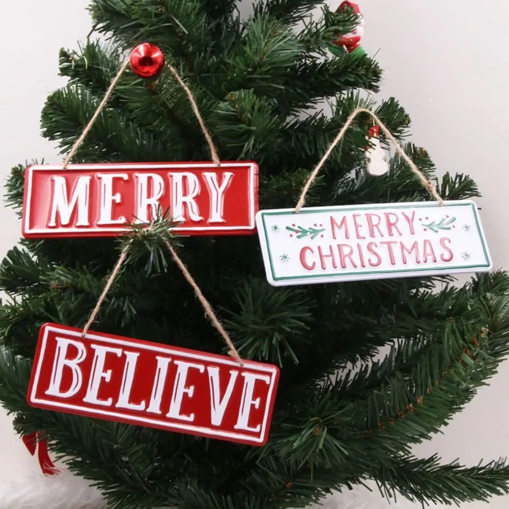 

Creative Christmas Welcome Card New DIY Tree Hanging Ornaments Christmas Brand Iron Christmas Sign Plaque Merry Christmas