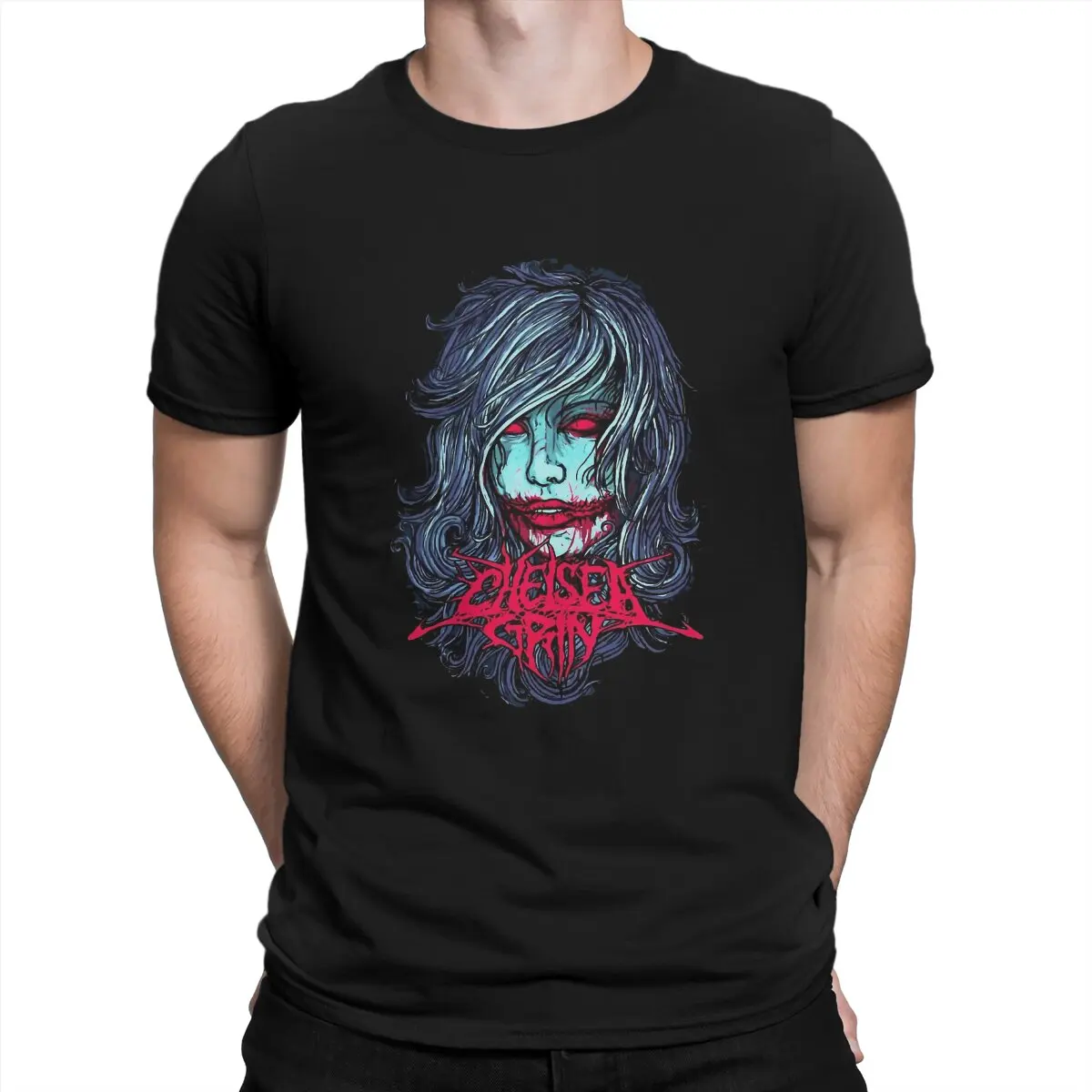 thumbnail image 1 of Camiseta de hombre "Girl Of The Blues" Chelsea Grin, algodón puro, divertida, manga corta, cuello redondo, nueva llegada., 1 of 7
