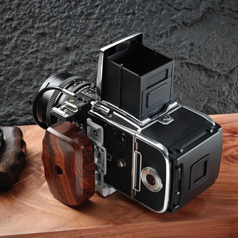 Roadfisher 카메라 우드 핸드 그립 핸들 알루미늄 합금 베이스 홀더 L Hasselblad 503cw 503cx 501cm 500cm 용 퀵 릴리스