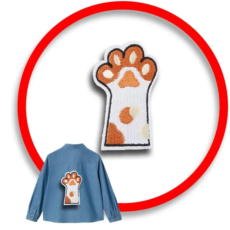 

1pcs Patch Stickers Iron On Patches for Clothing Sewing Cat Paw Embroidery Fusible Applique Badge Bag Decoration Stripes