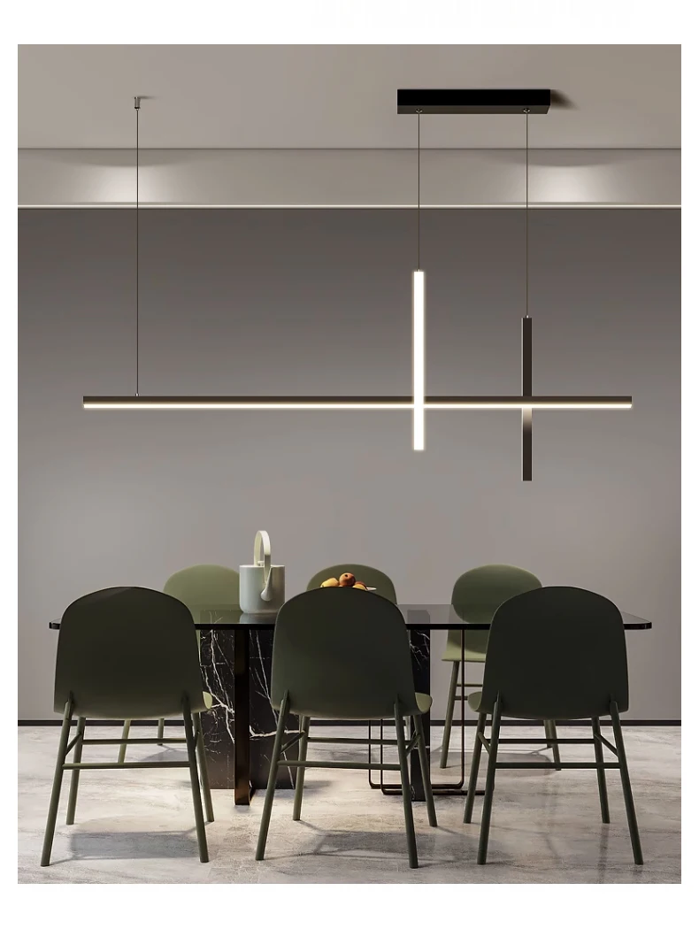 Description Picture 6 of itemModern Minimalist Long Strip Led Pendant Lamp Dimmable For Table Dining Room Bar Chandelier Lighting Home Kitchen Light Fixtures