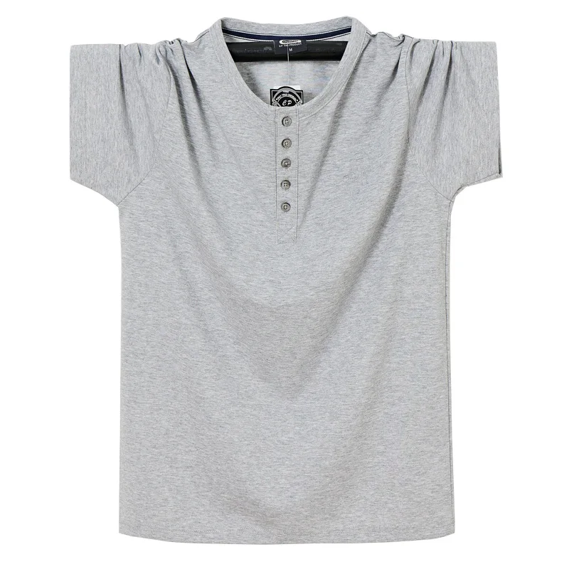 

New Arrival Cotton Summer Men's Short-sleeved T-shirt Open-button Collar Fashion Plus Size M L XL 2XL 3XL 4XL 5XL 6XL
