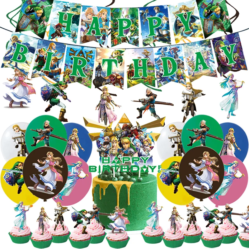 Game The Legend Birthday Theme Favor Party Supplies Party Set  Zelda Paper Cup Plate Gift Bag Napkin Baby Shower Party Decor