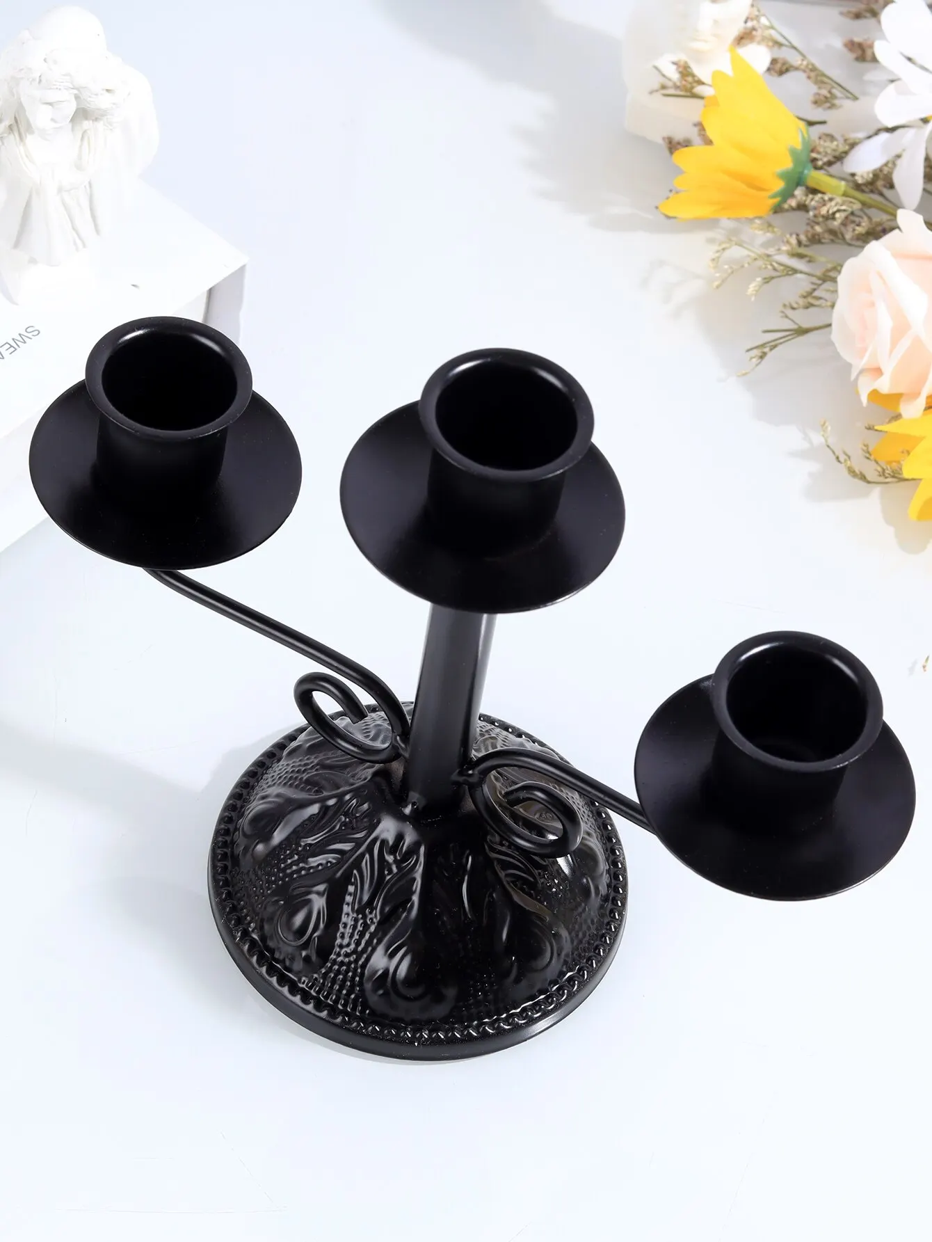 1pc European Vintage Candlestick Decoration Dining Table Romantic Candlelight Dinner Props Western Food Nordic Candlestick candle holders