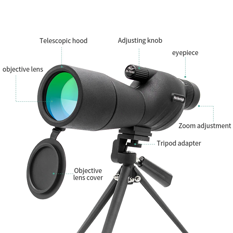 25-75x60 Spotting Scope zoom Monocular high power telescope BAK4 Prism Waterproof Birdwatching Target Shooting Camping viewing 3